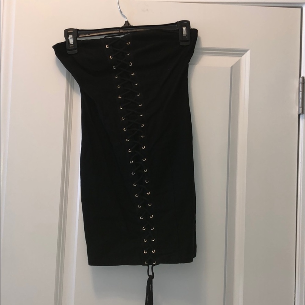 Black strapless dress